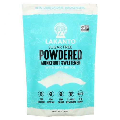 Lakanto, Powdered Monkfruit Sweetener with Erythritol, 1 lb (453 g)