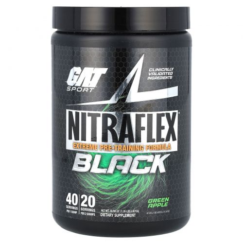 GAT, NITRAFLEX, черное, зеленое яблоко, 470 г (1,05 фунта)