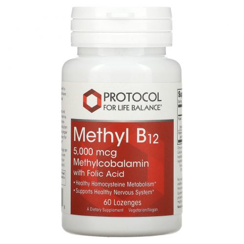 Protocol for Life Balance, Метил B12, 5000 мкг, 60 пастилок