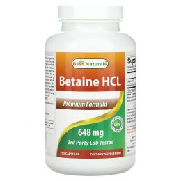 Best Naturals, Betaine HCL, 648 mg , 250 Capsules