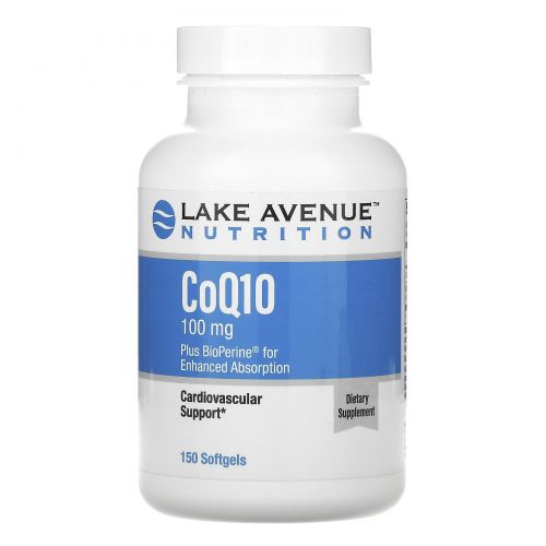 Lake Avenue Nutrition, CoQ10 (Ф.США) с Bioperine, 100 мг, 150 мягких желатиновых капсул