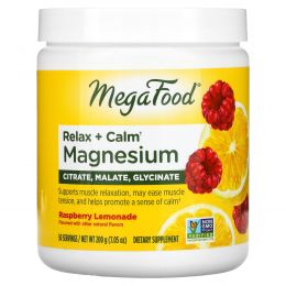 MegaFood, Relax + Calm Magnesium, Raspberry Lemonade, 7.05 oz (200 g)