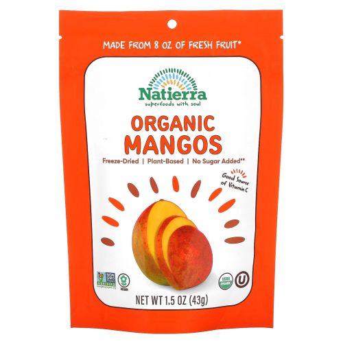 Natierra Nature's All , Органический сублимированный манго, 1,5 унции (42.5 г)