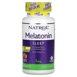 Natrol, Мелатонин, со вкусом клубники, 1 мг, 90 таблеток