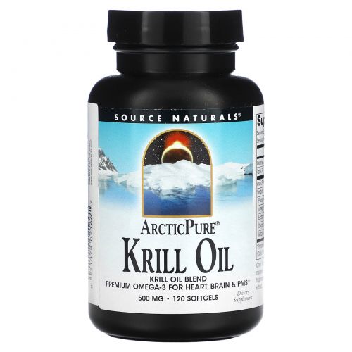 Source Naturals, Arctic Pure, масло криля, 500 мг, 120 желатиновых капсул