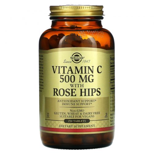 Solgar, Vitamin C 500mg with Rose Hips, 250 Tablets