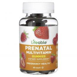 Lifeable, Мультивитаминные жевательные мармеладки для беременных, с натуральными ягодами, 60 жевательных таблеток