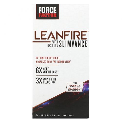 Force Factor, LeanFire с продуктом Slimvance нового поколения, 60 капсул