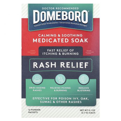 Domeboro, Medicated Soak, Rash Relief, 12 Powder Packets