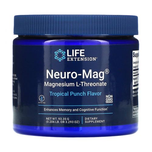 Life Extension, Neuro-Mag, Magnesium L-Threonate, Tropical Punch Flavor, 0.206 lb (93.35 g)