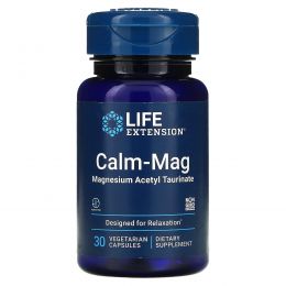 Life Extension, Calm-Mag, ацетил тауринат магния, 30 вегетарианских капсул