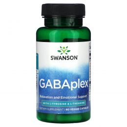 Swanson, GABAplex с L-тирозином и L-теанином, 60 растительных капсул