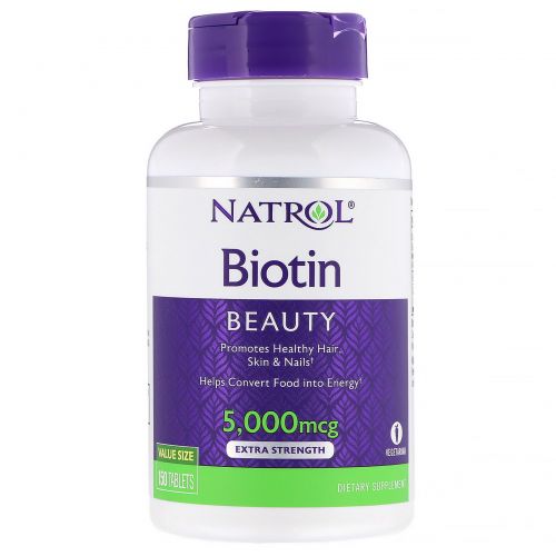 Natrol, Биотин, Экстра сила, 5000 мкг, 150 таблеток