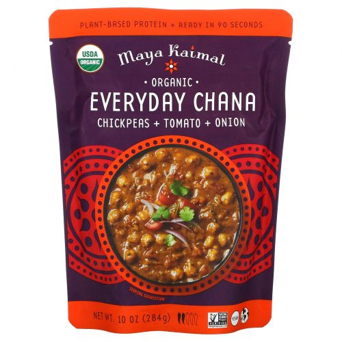 Maya Kaimal, Organic Everyday Chana, Chickpeas + Tomato + Onion, 10 oz (284 g)