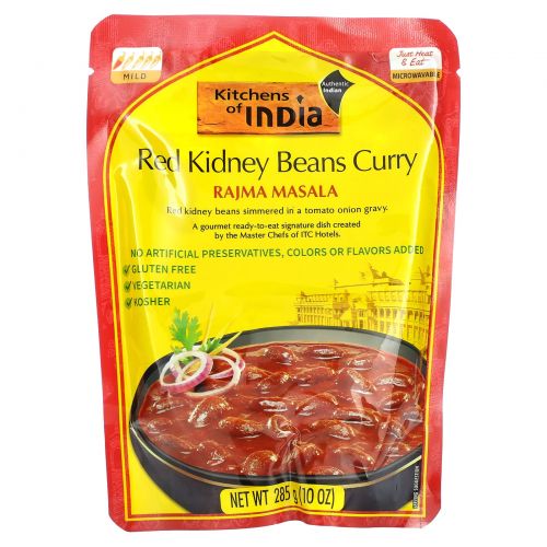 Kitchens of India, Rajma Masala, красная фасоль, карри, неострый, 285 г (10 унций)