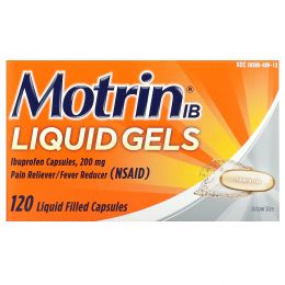 Motrin, Liquid Gels, ибупрофен в капсулах, 200 мг, 120 капсул, заполненных жидкостью