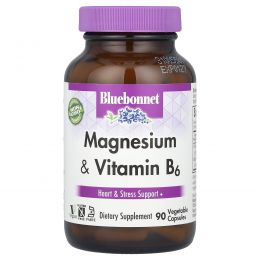 Bluebonnet Nutrition, Магний плюс B6, 90 растительных капсул