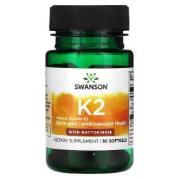 Swanson, витамин K2, 30 мягких таблеток