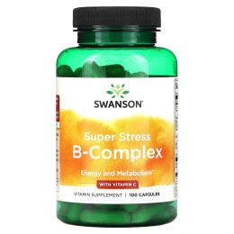 Swanson, Super Stress, B-комплекс, с витамином C, 100 капсул