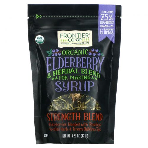 Frontier Natural Products, Organic Elderberry & Herbal Blend For Making Syrup, Strength Blend, 4.23 oz (120 g)