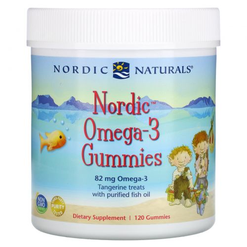 Nordic Naturals, Нордические жевательные конфеты с омега-3 со вкусом мандарина, 120 конфет