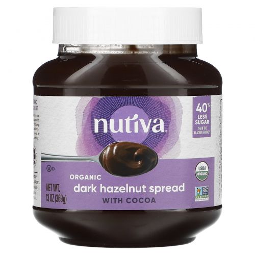 Nutiva, Органический арахисовый спред, темный, 13 унции(369 г)