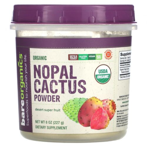 BareOrganics, Органический порошок кактуса Nopal, пустынные суперфрукты, 227 г (8 унций)