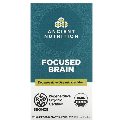 Ancient Nutrition, Focused Brain, мозг, 90 капсул