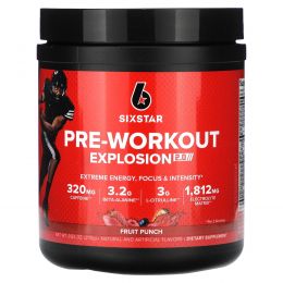 SIXSTAR, Pre-Workout Explosion 2.0, фруктовый пунш, 270 г (9,52 унции)