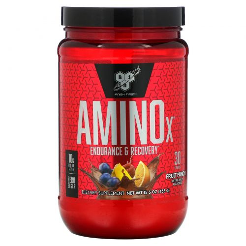 BSN, Amino-X, выносливость и восстановление, фруктовый пунш, 15,3 унций (435 г)