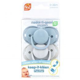 RaZbaby, Keep-It-Kleen, соска-пустышка, для детей 0–36 мес, синий и серый, 2 шт.