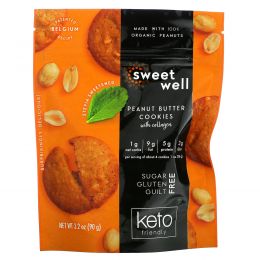 Sweetwell, Кето-печенье, с коллагеном, арахисовая паста, 90 г (3,2 унции)