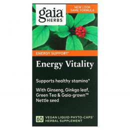 Gaia Herbs, Энергия Жизненной Силы, 60 Вегетарианских Жидких Фито-Капсул