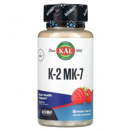 KAL, K-2 MK-7, Bone Support, Raspberry, 60 Micro Tablets