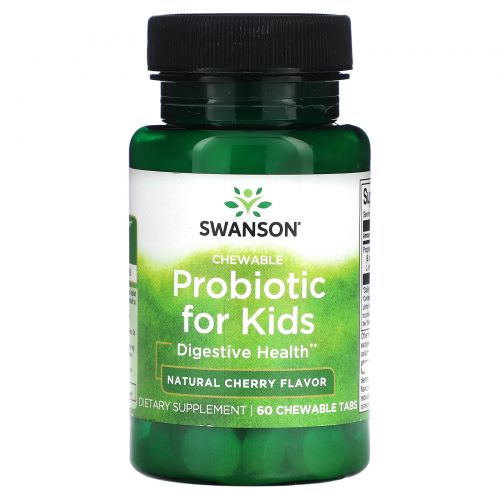 Swanson, Пробиотик для детей, натуральная вишня, 60 жевательных таблеток