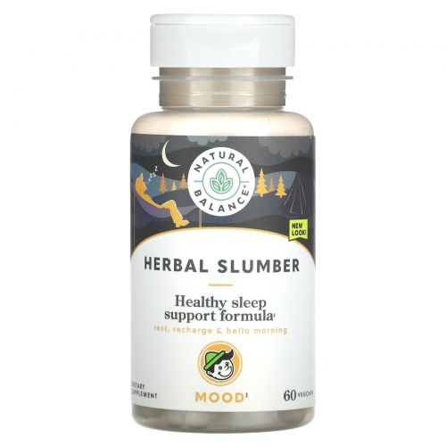 Natural Balance, Herbal Slumber, Melatonin and Valerian Formula, 60 Veggie Caps