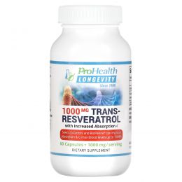ProHealth Longevity, Транс-ресвератрол для повышения усвояемости, 500 мг, 60 капсул