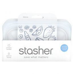 Stasher, Reusable Silicone Food Bag, Snack Size Small, Clear, 9.9 fl oz (293.5 ml)