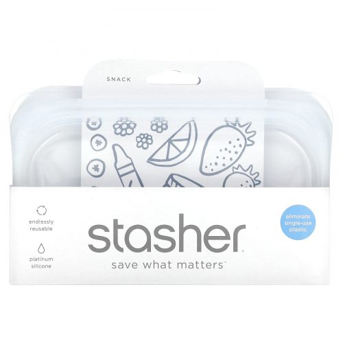 Stasher, Reusable Silicone Food Bag, Snack Size Small, Clear, 9.9 fl oz (293.5 ml)