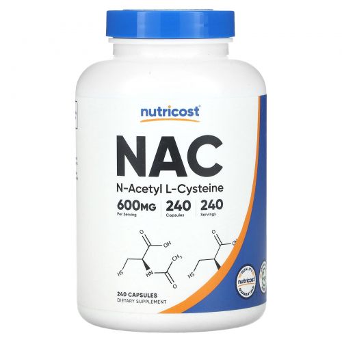 Nutricost, NAC, 600 мг, 240 капсул