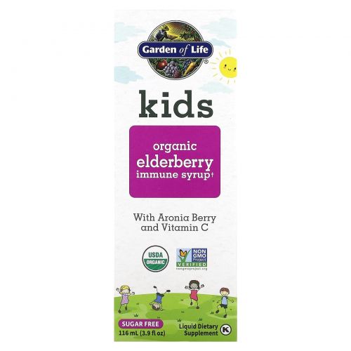 Garden of Life, Kids Organic Elderberry Immune Syrup 3.9 fl oz (116 mL)