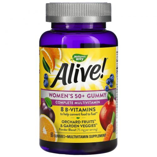 Nature's Way, Alive! Women's 50+ Gummy Vitamins, Great Fruit Flavors, 60 Gummies