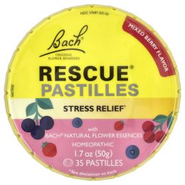 Bach, Rescue® Pastilles, для снятия стресса, ягодное ассорти, 35 пастилок, 50 г (1,7 унции)