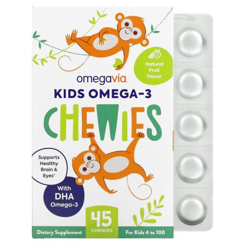 OmegaVia, Kids' Omega-3 Chewies, Strawberry Citrus, 45 Chewies