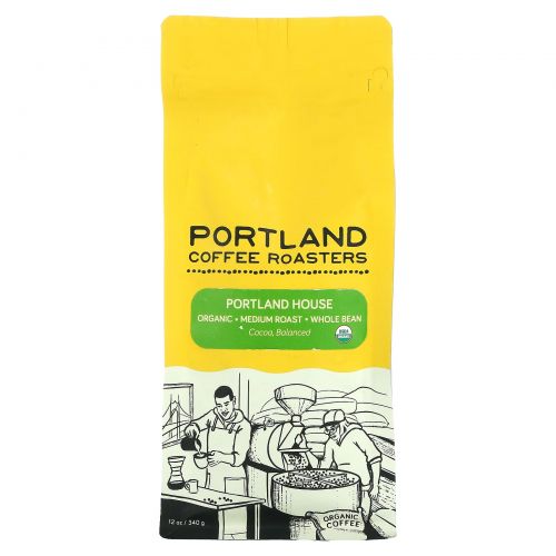 Portland Coffee Roasters, Органический кофе, цельные зерна, средней обжарки, Portland House, 340 г (12 унций)