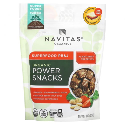 Navitas Organics, Organic Power Snacks, Superfood PB&J, 227 г (8 унций)