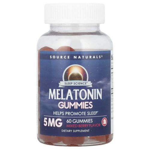 Source Naturals, Sleep Science, жевательные мармеладки с мелатонином, ягодное ассорти, 5 мг, 60 жевательных таблеток