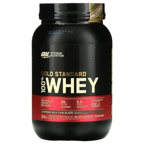 Optimum Nutrition, 100% молочная сыворотка, золотой стандарт, с арматом молочного шоколада, 2 фунта (912 г)