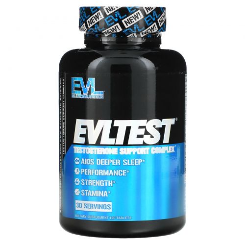 EVLution Nutrition, EVLTest, комплекс тестостероновой поддержки, 120 таблеток
