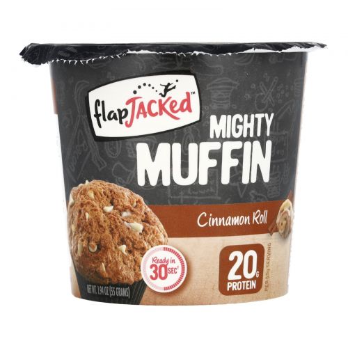 FlapJacked, Mighty Muffin, булочка с корицей, 55 г (1,94 унции)